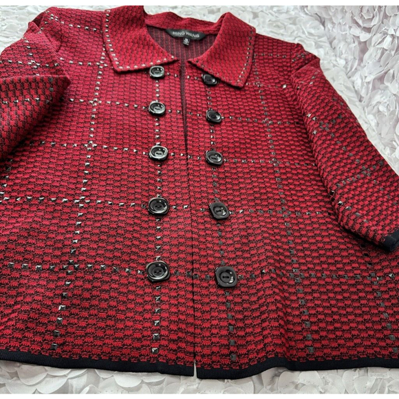 Ming Wang 2 Piece Set Womens Medium Red And Black Studded Tank Jacket Set Knit - Picture 10 of 14